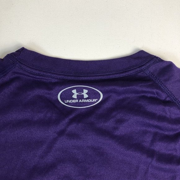 Under Armour Loose Heat Gear Tee Shirt Mens  Medium Purple Short Sleeve Logo C33 - Picture 4 of 6